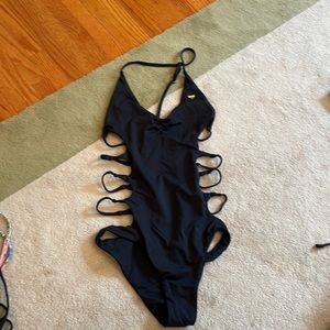 Spiritual Gangster one piece swimsuit with cut outs
